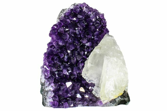 Free-Standing, Amethyst Cluster With Calcite Crystal - Uruguay #153039